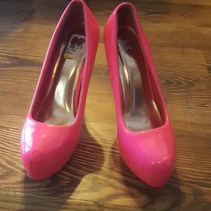 Hot pink platform heels